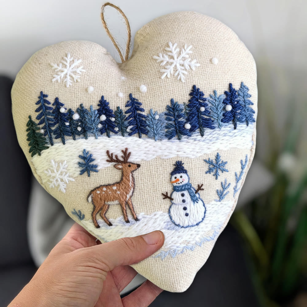 Rubbyoo Heart Embroidery Kit - Deer And Snowman | Handmade Winter Craft | Diy Home Decoration  - image 6