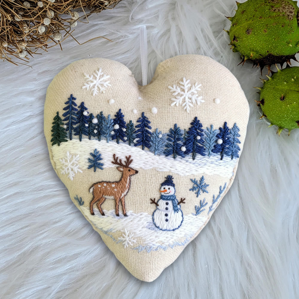 Rubbyoo Heart Embroidery Kit - Deer And Snowman | Handmade Winter Craft | Diy Home Decoration  - image 7