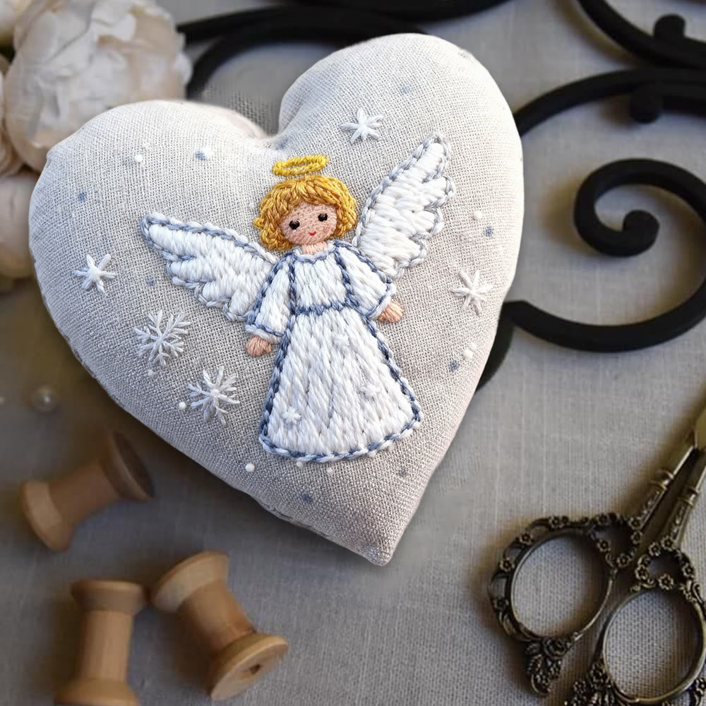 Rubbyoo Heart Embroidery Kit - Adorable Angel | Diy Needle Artwork | Perfect Hanging Decor  - image 2