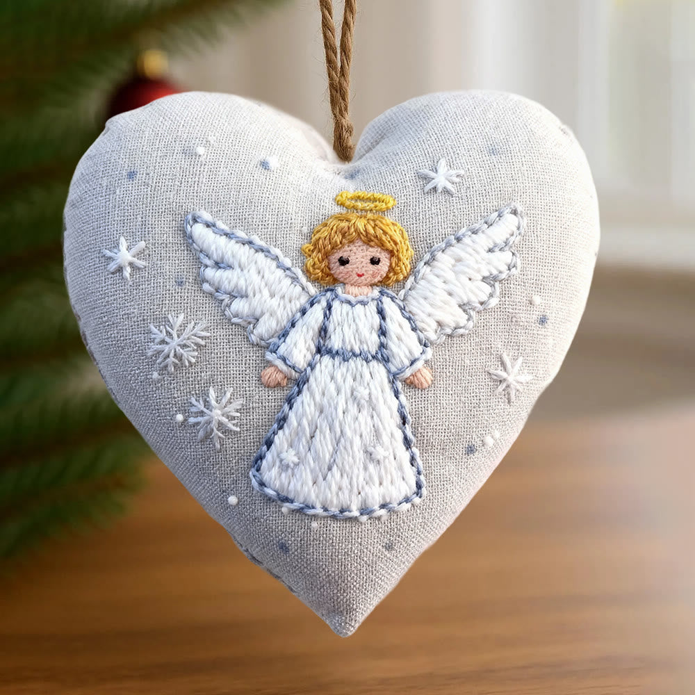 Rubbyoo Heart Embroidery Kit - Adorable Angel | Diy Needle Artwork | Perfect Hanging Decor  - image 1