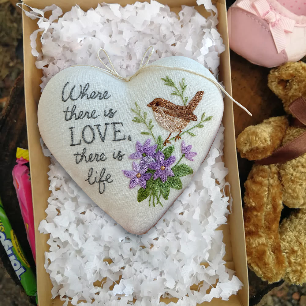 Rubbyoo Heart Embroidery Kit - Love Bird | Floral Animal Craft | Handmade Valentines Ornament  - image 3