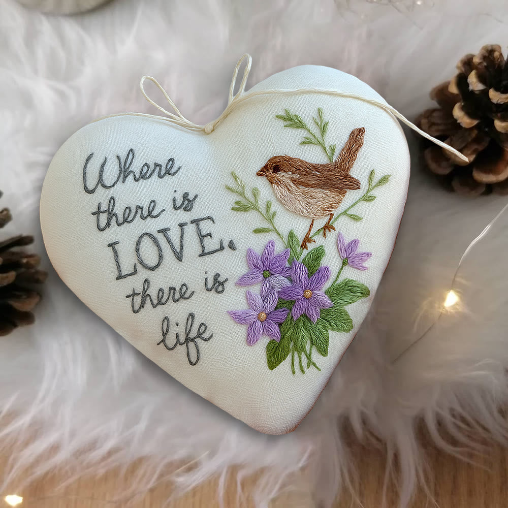 Rubbyoo Heart Embroidery Kit - Love Bird | Floral Animal Craft | Handmade Valentines Ornament  - image 4