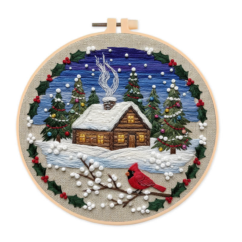 Rubbyoo Embroidery Kit - Christmas Town | Diy Christmas Collection | Unique Home Decor - 20*20cm - image 0