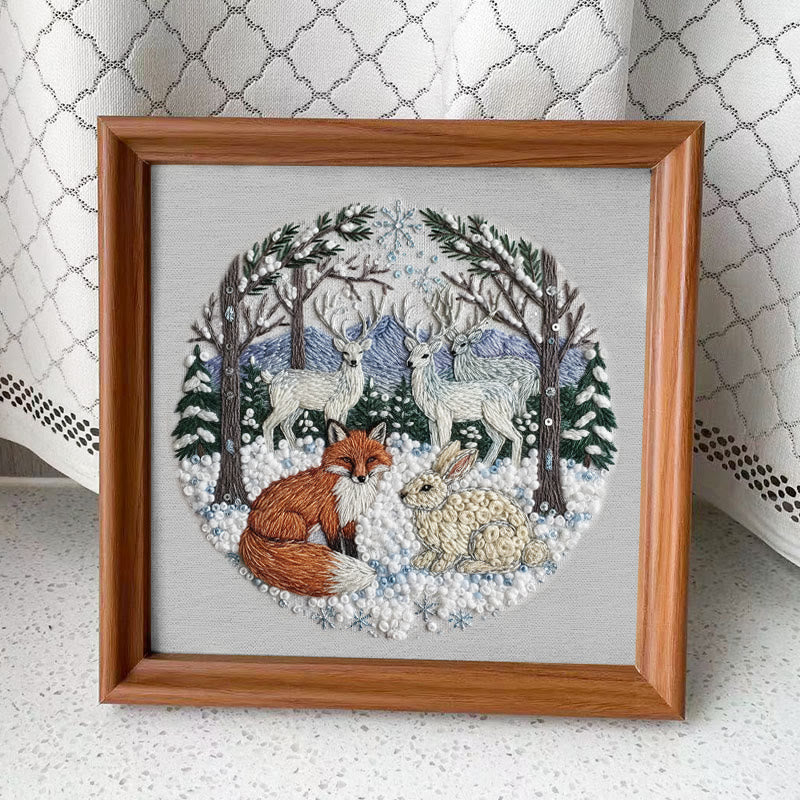 Rubbyoo Embroidery Kit - Winter Animal | Handmade Hoop Art | Perfect Gift For Animal Lover - Embroidery Kit Plus An Extra Frame - image 10