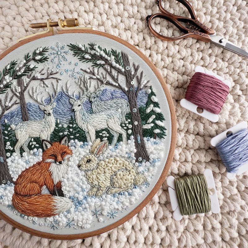 Rubbyoo Embroidery Kit - Winter Animal | Handmade Hoop Art | Perfect Gift For Animal Lover - image 2