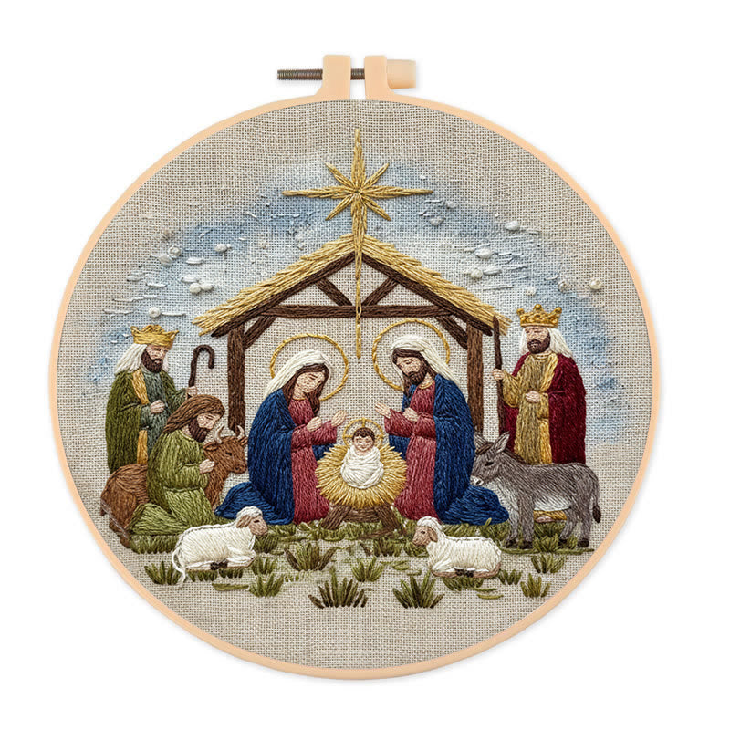 Rubbyoo Embroidery Kit - Christmas Nativity  | Diy Holiday Needlework | Decorative Handmade Craft - 20*20cm - image 0