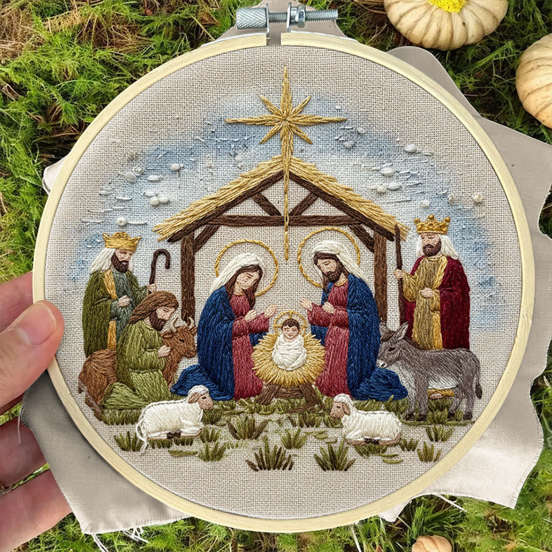 Rubbyoo Embroidery Kit - Christmas Nativity  | Diy Holiday Needlework | Decorative Handmade Craft - image 1