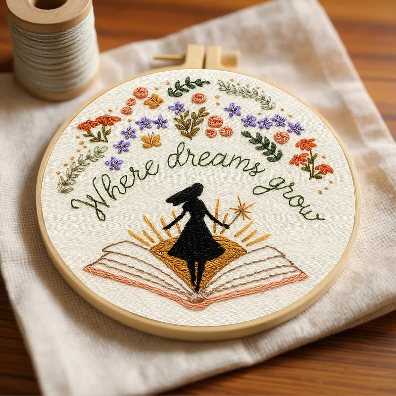 Rubbyoo Embroidery Kit - Charming Flowers With Book | Diy Desk Ornament  | Gift For Book Lovers - image 6