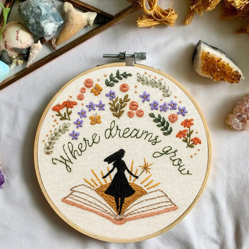 Rubbyoo Embroidery Kit - Charming Flowers With Book | Diy Desk Ornament  | Gift For Book Lovers - image 9