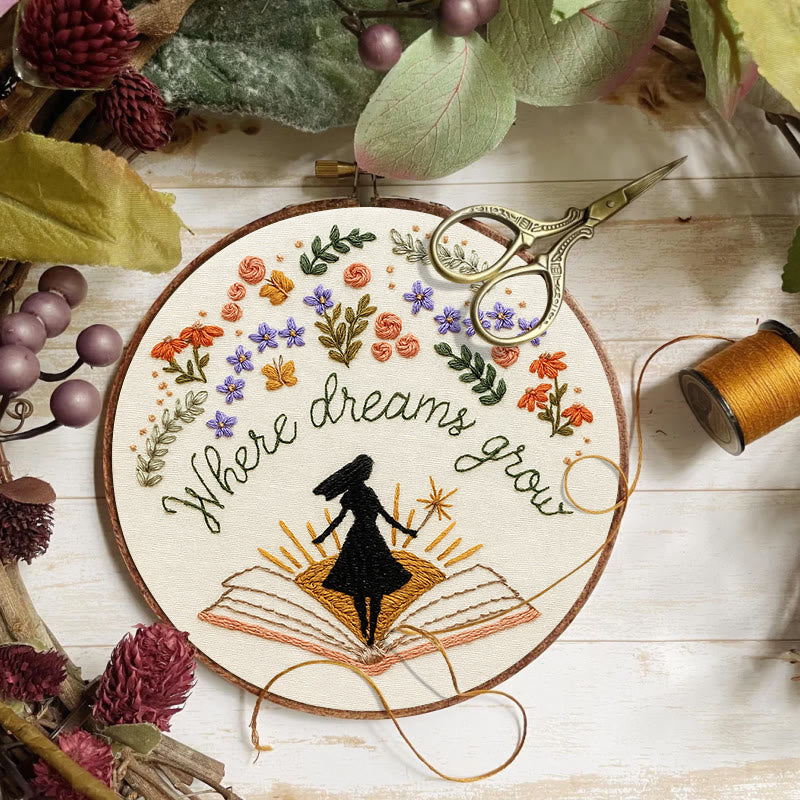 Rubbyoo Embroidery Kit - Charming Flowers With Book | Diy Desk Ornament  | Gift For Book Lovers - image 7