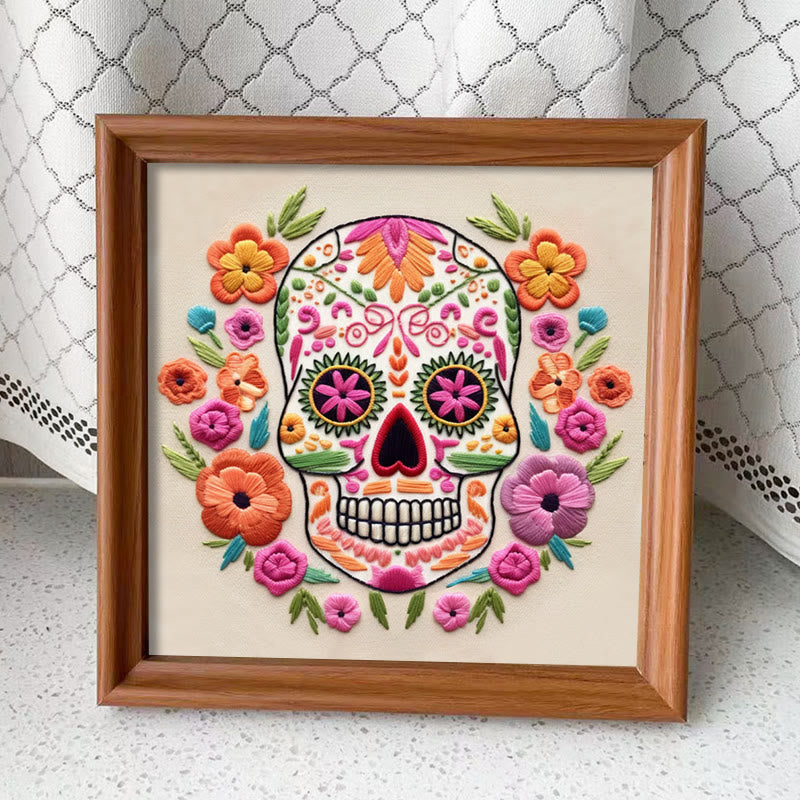 Rubbyoo Embroidery Kit - Floral Calavera | Beginner Needle Craft | Diy Stitching Art  - Embroidery Kit Plus An Extra Frame - image 12