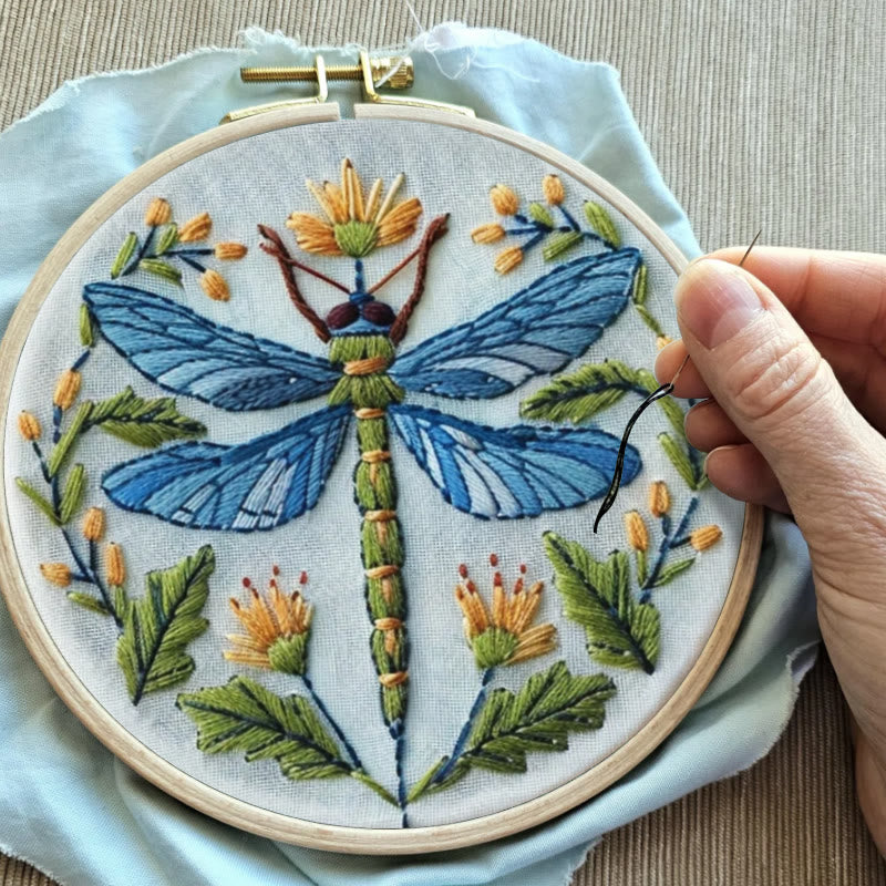 Rubbyoo Embroidery Kit - Floral Dragonfly | Diy Insect Craft | Hanging Wall Art Decor - image 4