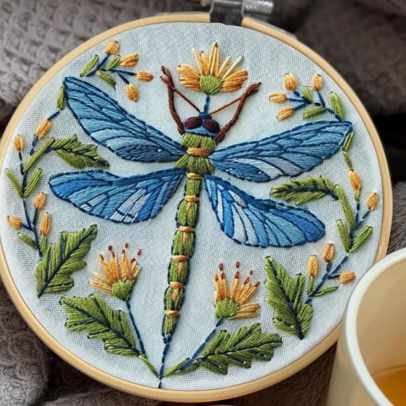 Rubbyoo Embroidery Kit - Floral Dragonfly | Diy Insect Craft | Hanging Wall Art Decor - image 3