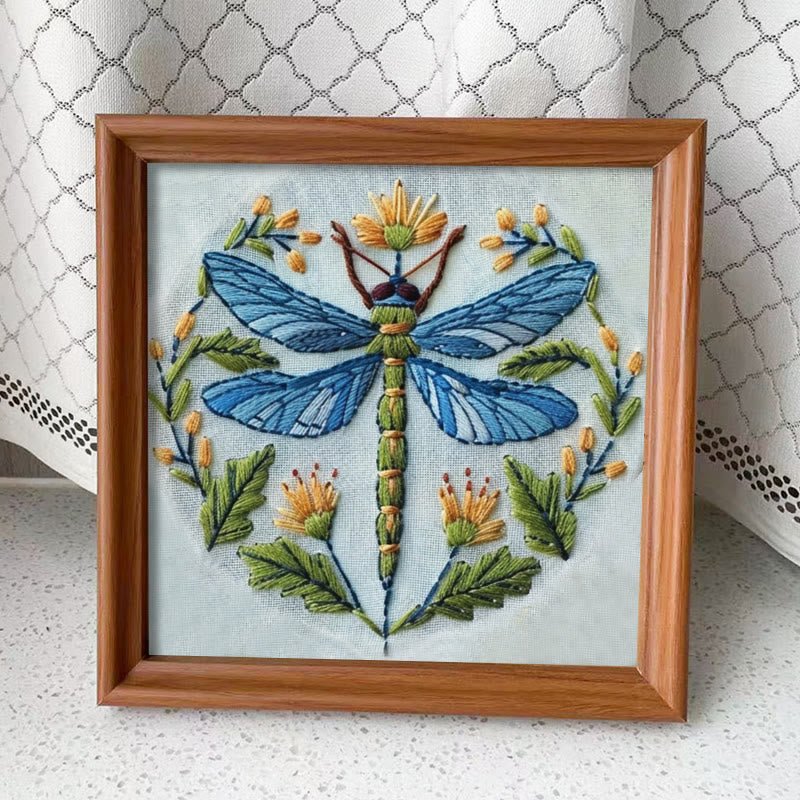 Rubbyoo Embroidery Kit - Floral Dragonfly | Diy Insect Craft | Hanging Wall Art Decor - Embroidery Kit Plus An Extra Frame - image 12