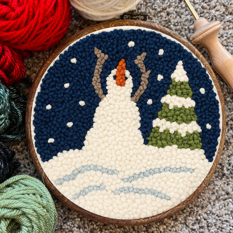 Christmas Snowman And Tree Punch Needle Kit - Handmade Needle Craft | Festival Decoration Gift  - image 8