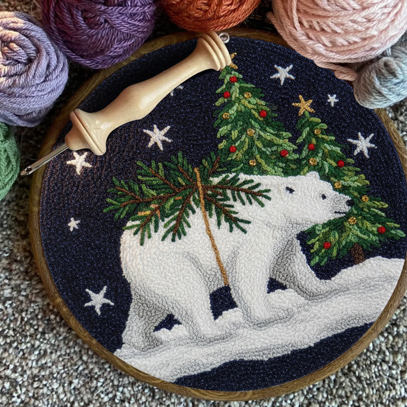 Polar Bears Punch Needle Kit - Christmas Tree Ornament | Easy Handmade Craft For Adults - image 5