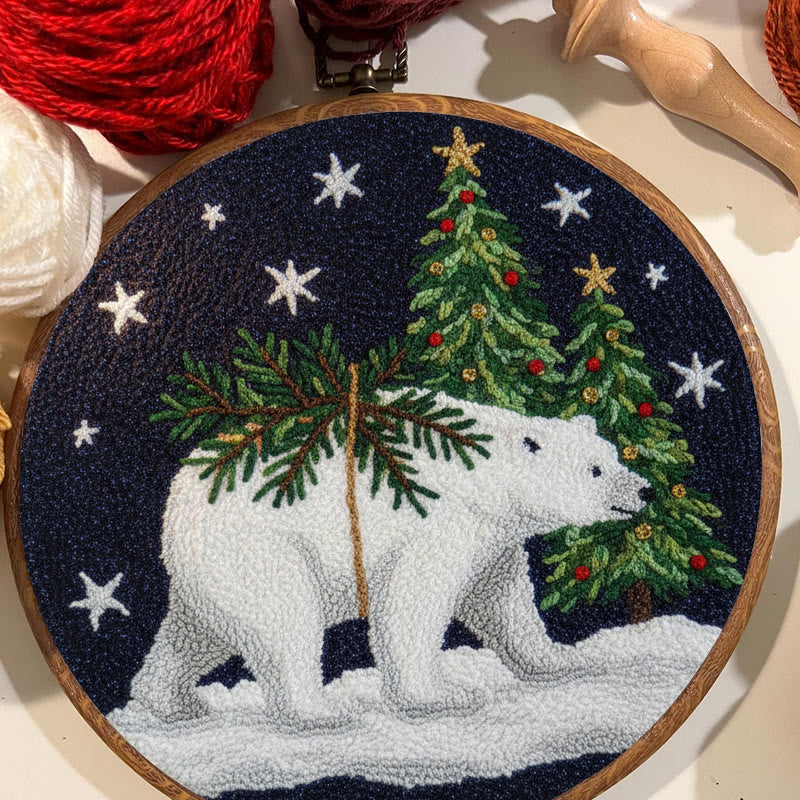 Polar Bears Punch Needle Kit - Christmas Tree Ornament | Easy Handmade Craft For Adults - image 6