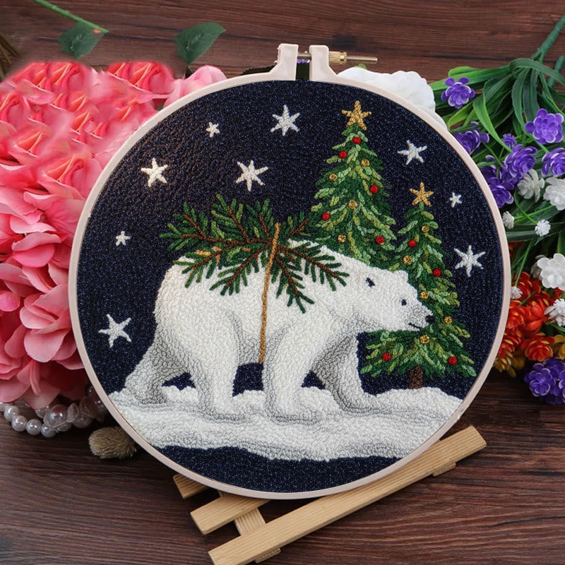 Polar Bears Punch Needle Kit - Christmas Tree Ornament | Easy Handmade Craft For Adults - image 2