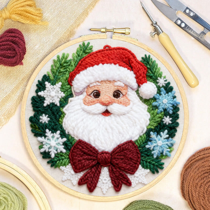 Happy Santa Claus Punch Needle Kit - Diy Beginner Handicraft | Christmas Tree Hanging Art - image 3