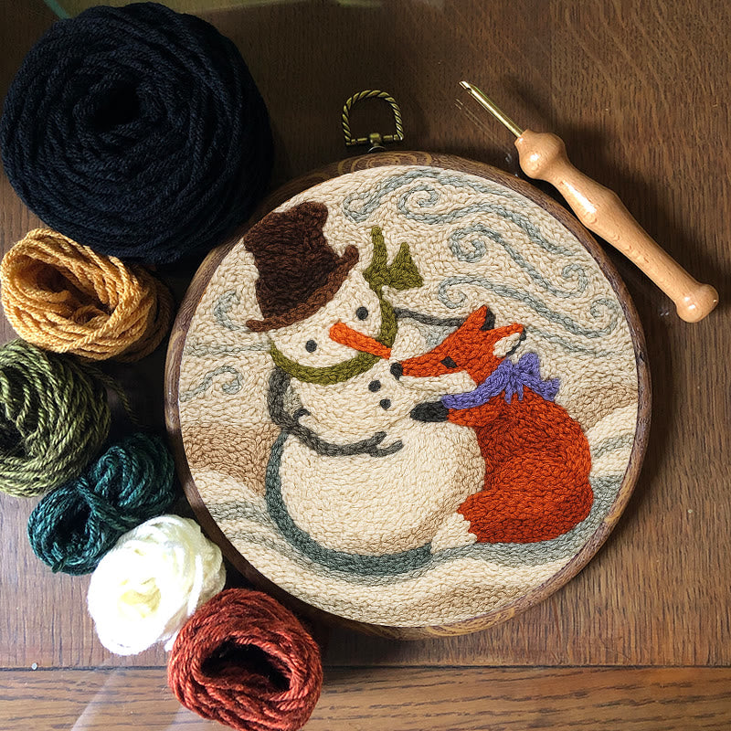 Fox And Snowman Punch Needle Kit - Winter Animal Artwork | Unique Christmas Collection  - image 4