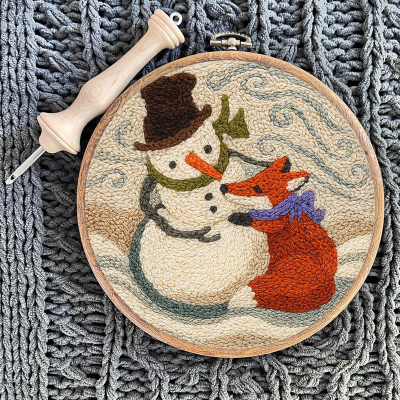 Fox And Snowman Punch Needle Kit - Winter Animal Artwork | Unique Christmas Collection  - image 8