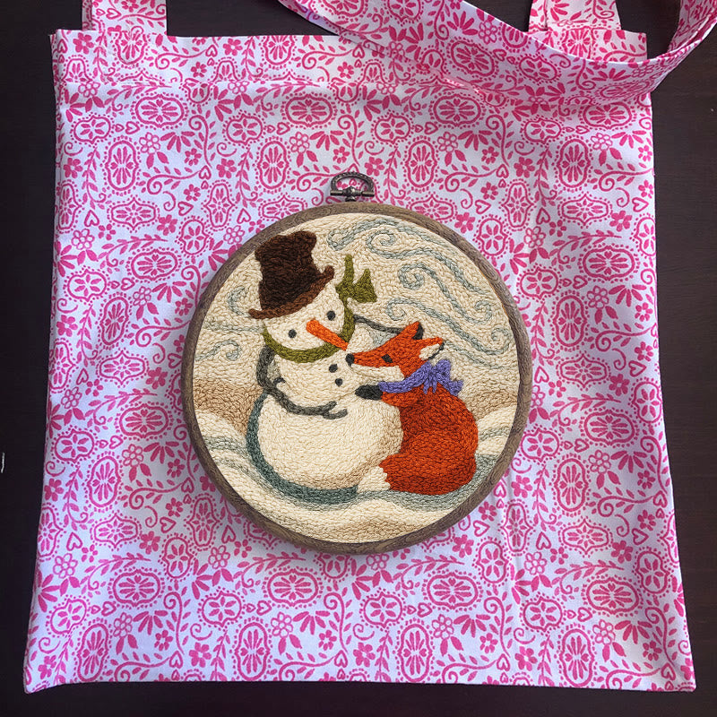 Fox And Snowman Punch Needle Kit - Winter Animal Artwork | Unique Christmas Collection  - image 9