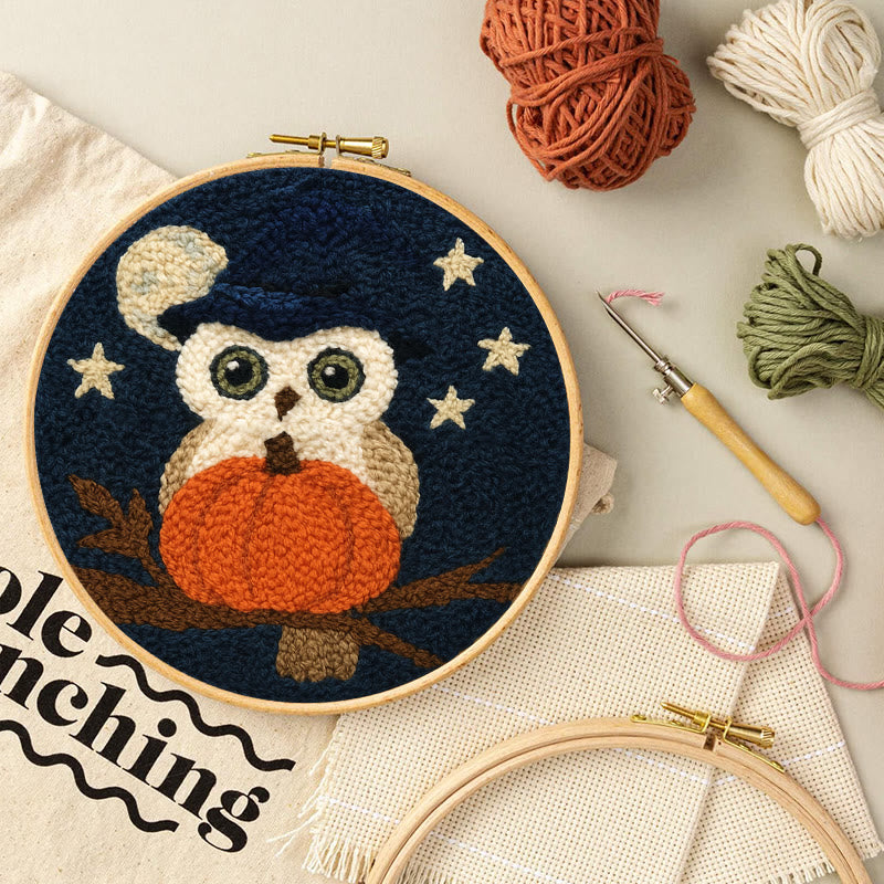 Night Owl Punch Needle Kit - Handmade Bird Art | Nice Decor For Halloween  - image 1