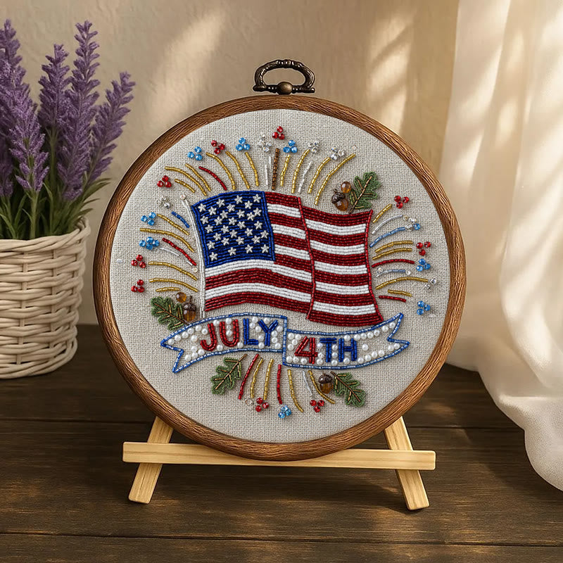 Rubbyoo Bead Embroidery Kit - 4th Of July | Diy Handmade Craft | Unique Hoop Art - image 4