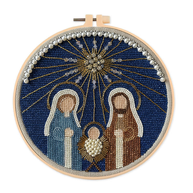 Rubbyoo Bead Embroidery Kit - Nativity Day | Creative Handmade Needlepoint | Diy Wall Hanging - 15cm*15cm - image 0