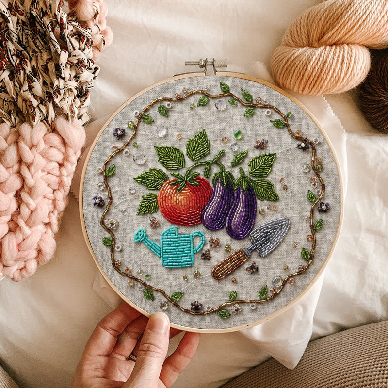 Rubbyoo Bead Embroidery Kit - Vegetable Planting | Easy Handmade Craft | Diy Decorative Hoop Art - image 2