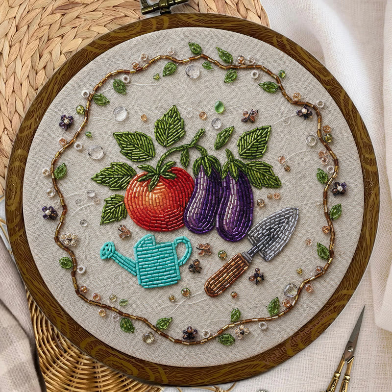 Rubbyoo Bead Embroidery Kit - Vegetable Planting | Easy Handmade Craft | Diy Decorative Hoop Art - image 10