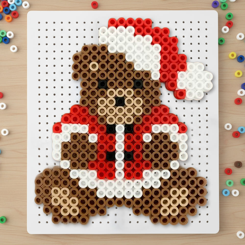 Rubbyoo Perler Beads Kit - Christmas Bear | Lovely Christmas Gifts | Perfect For Holiday Ornament - 2.6 mm - Perler Beads Kit + Tool Kit - image 0