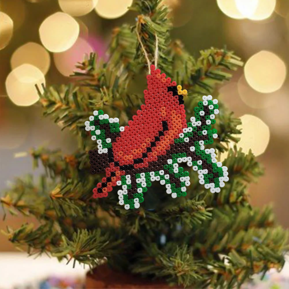 Rubbyoo Perler Beads Kit - Christmas Red Bird | Christmas Decorative Craft | Creative Hanging Art - image 3