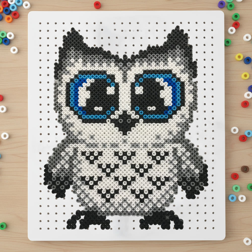 Rubbyoo Perler Beads Kit - Mysterious Owl | Diy Animal Handicraft | Perfect Diy Ornament - 2.6 mm - Perler Beads Kit + Tool Kit - image 0