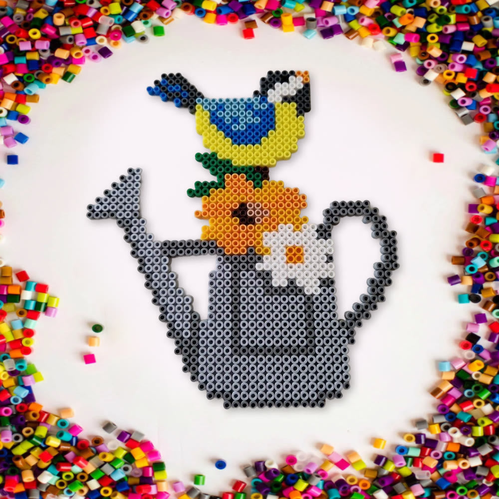 Rubbyoo Perler Beads Kit - Bird And Watering Pot | Floral Pixel Art | Diy Decorative Handicraft  - image 6