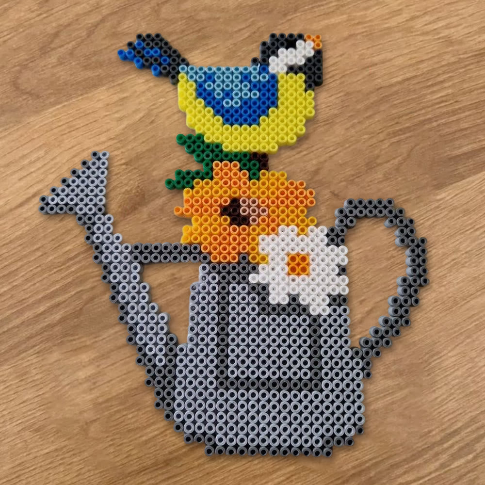 Rubbyoo Perler Beads Kit - Bird And Watering Pot | Floral Pixel Art | Diy Decorative Handicraft  - image 8