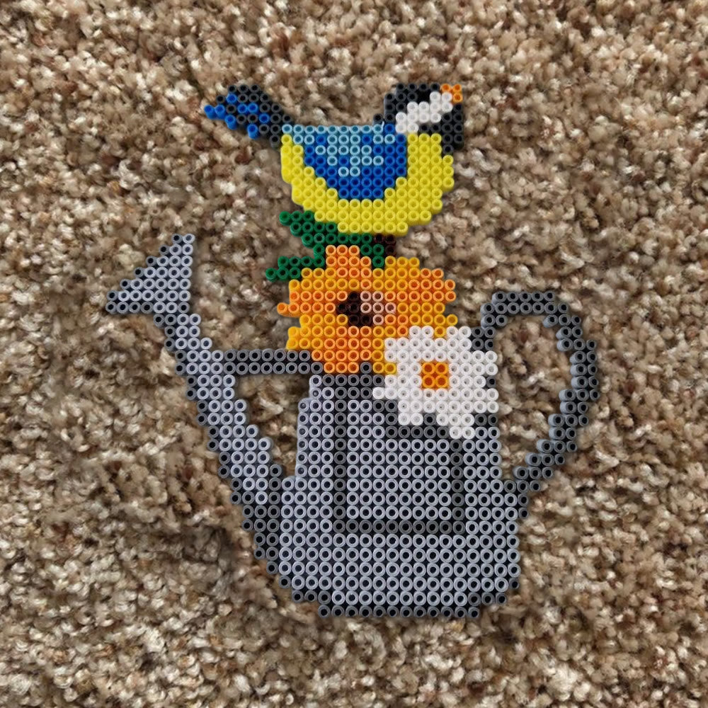 Rubbyoo Perler Beads Kit - Bird And Watering Pot | Floral Pixel Art | Diy Decorative Handicraft  - image 9