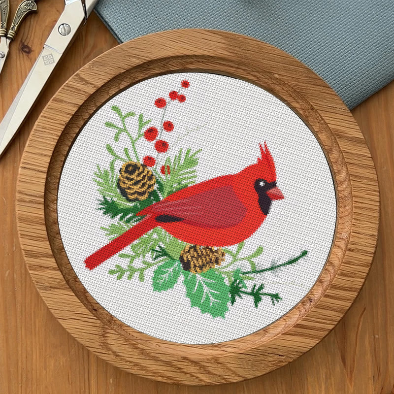  Cross Stitch Kit - Northern Cardinal | Floral Bird Stitch Art | Nice Handmade Decorative Craft  - image 7