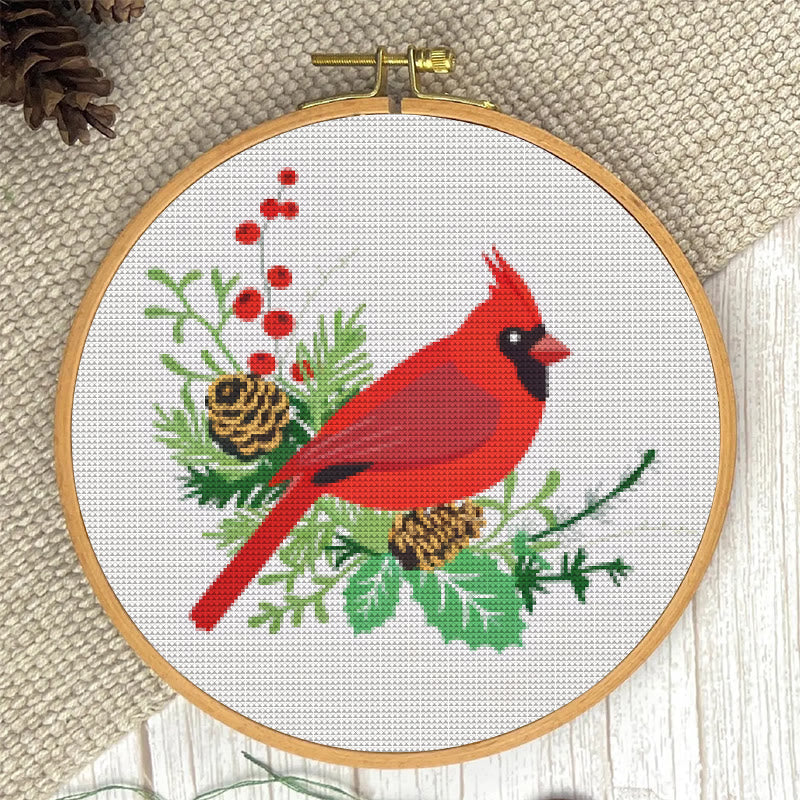  Cross Stitch Kit - Northern Cardinal | Floral Bird Stitch Art | Nice Handmade Decorative Craft  - image 4