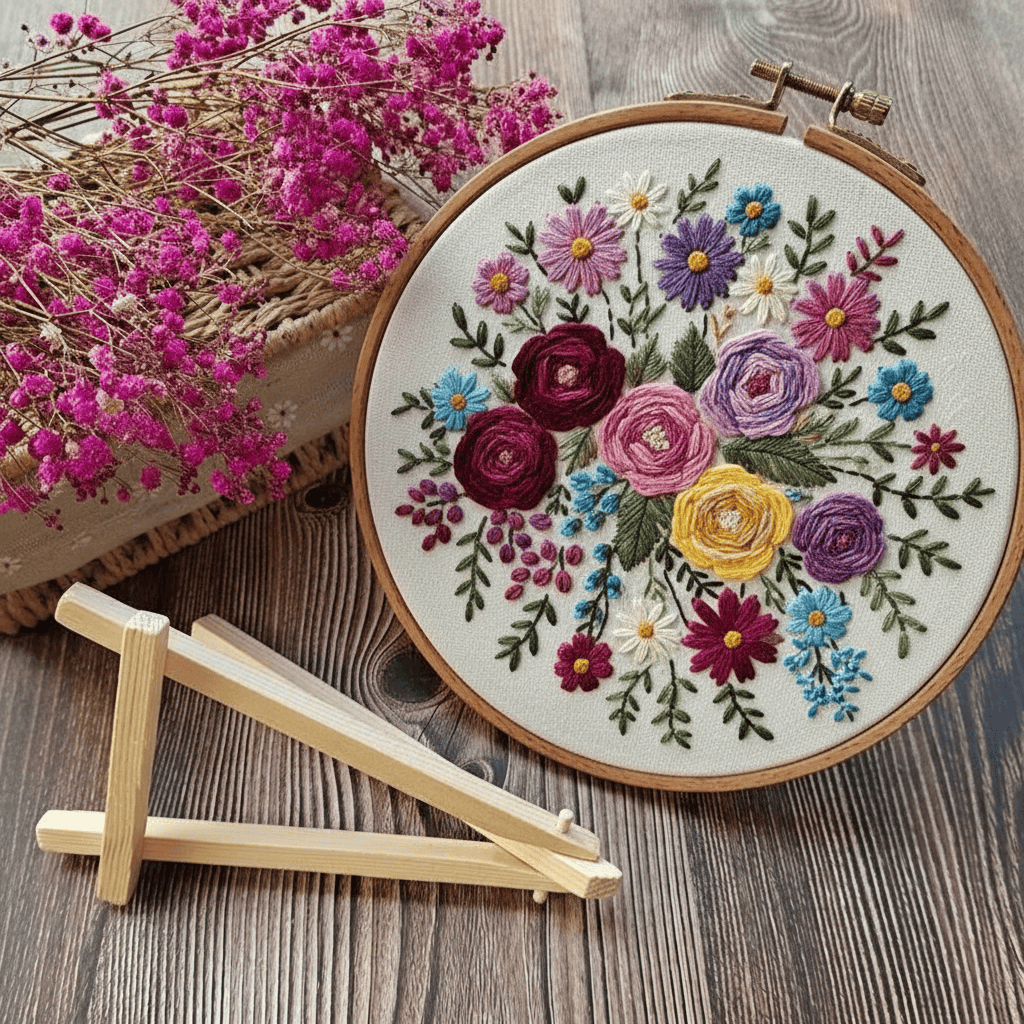 Wooden Embroidery Stand Holder - Tabletop Display Easel | Perfect For Handmade Embroidery Projects - image 1