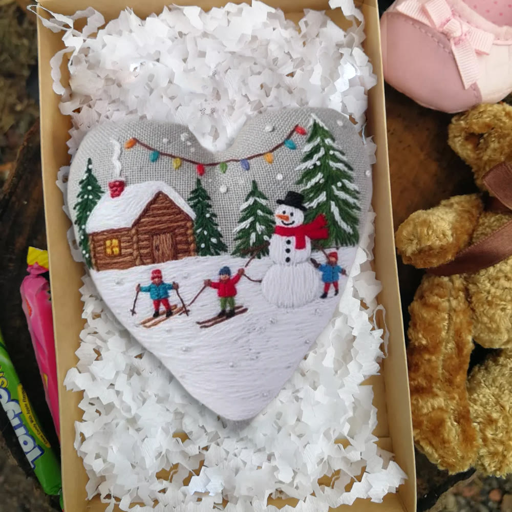 Rubbyoo Heart Embroidery Kit - Winter Snowman | Christmas Handmade Decor | Diy Holiday Gift - image 4
