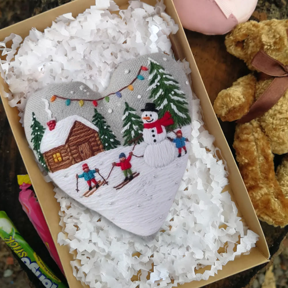 Rubbyoo Heart Embroidery Kit - Winter Snowman | Christmas Handmade Decor | Diy Holiday Gift - image 2