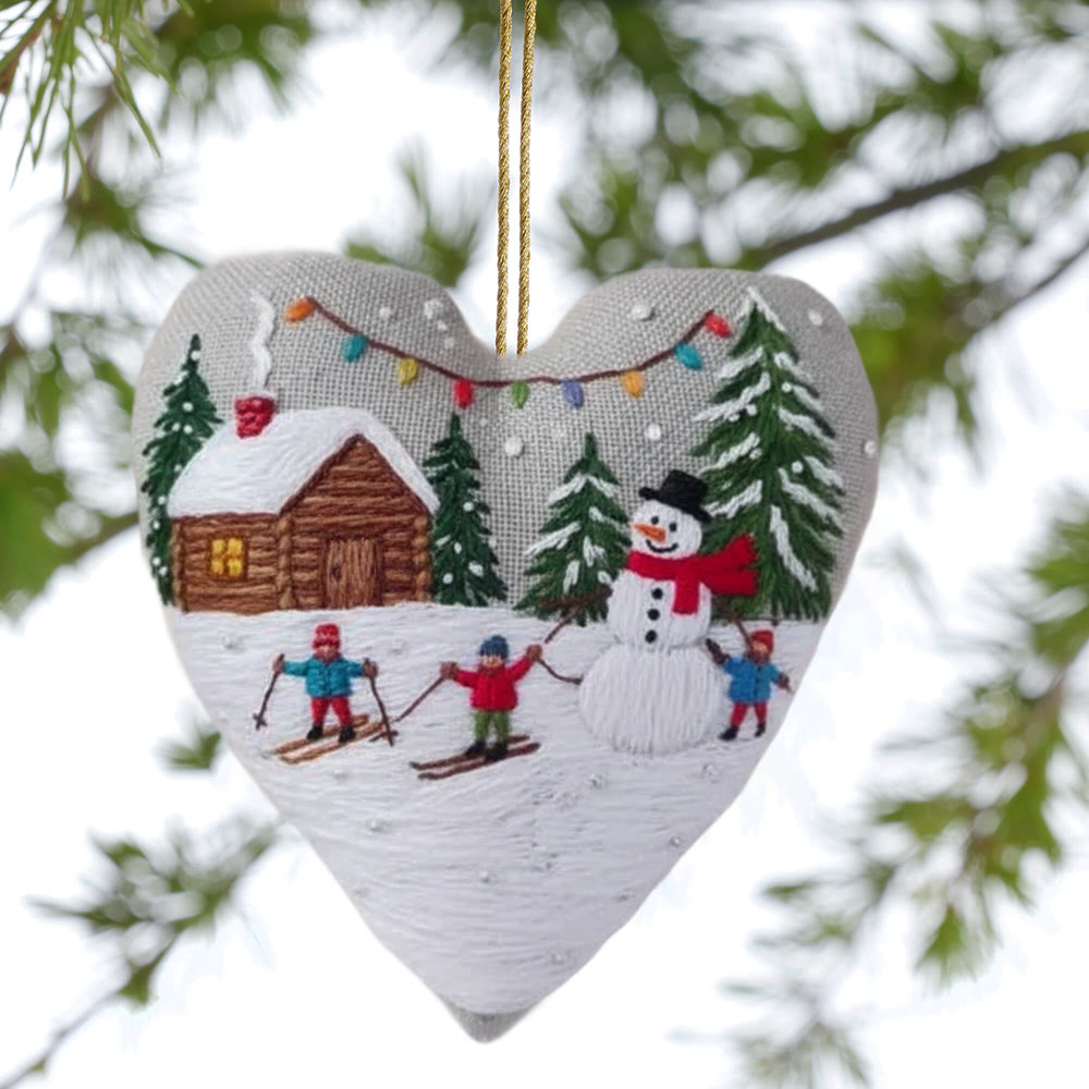 Rubbyoo Heart Embroidery Kit - Winter Snowman | Christmas Handmade Decor | Diy Holiday Gift - image 1