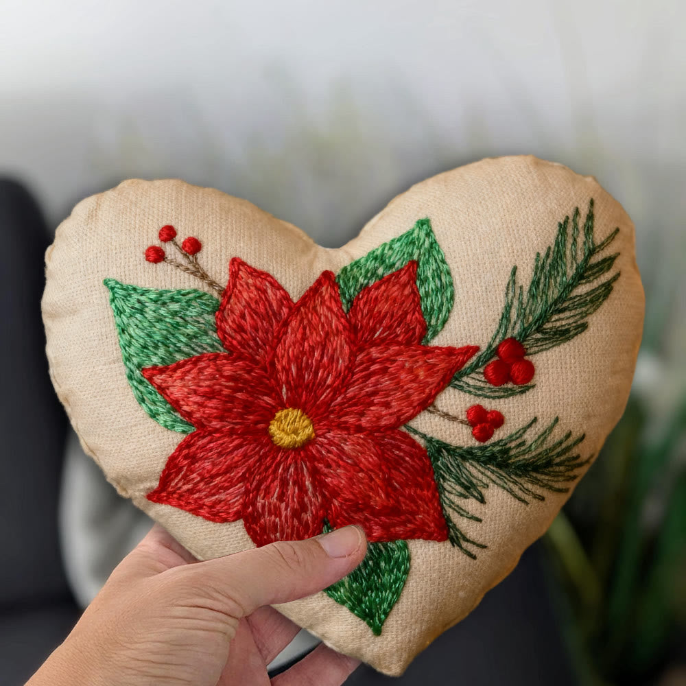 Rubbyoo Heart Embroidery Kit - Winter Poinsettia | Christmas Floral Ornament | Handmade Hoop Art  - image 7
