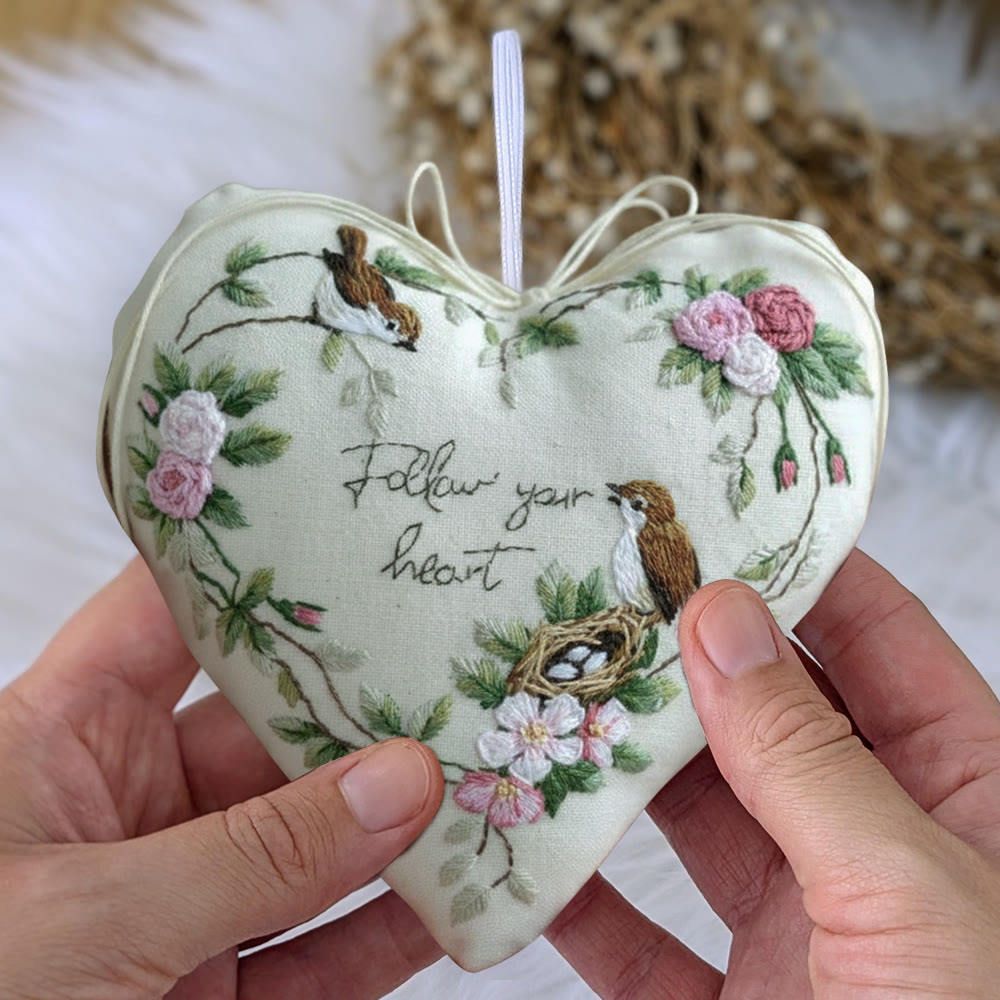 Rubbyoo Heart Embroidery Kit - Follow Your Heart | Handmade Heart Decor | Diy Craft For Friend  - image 3