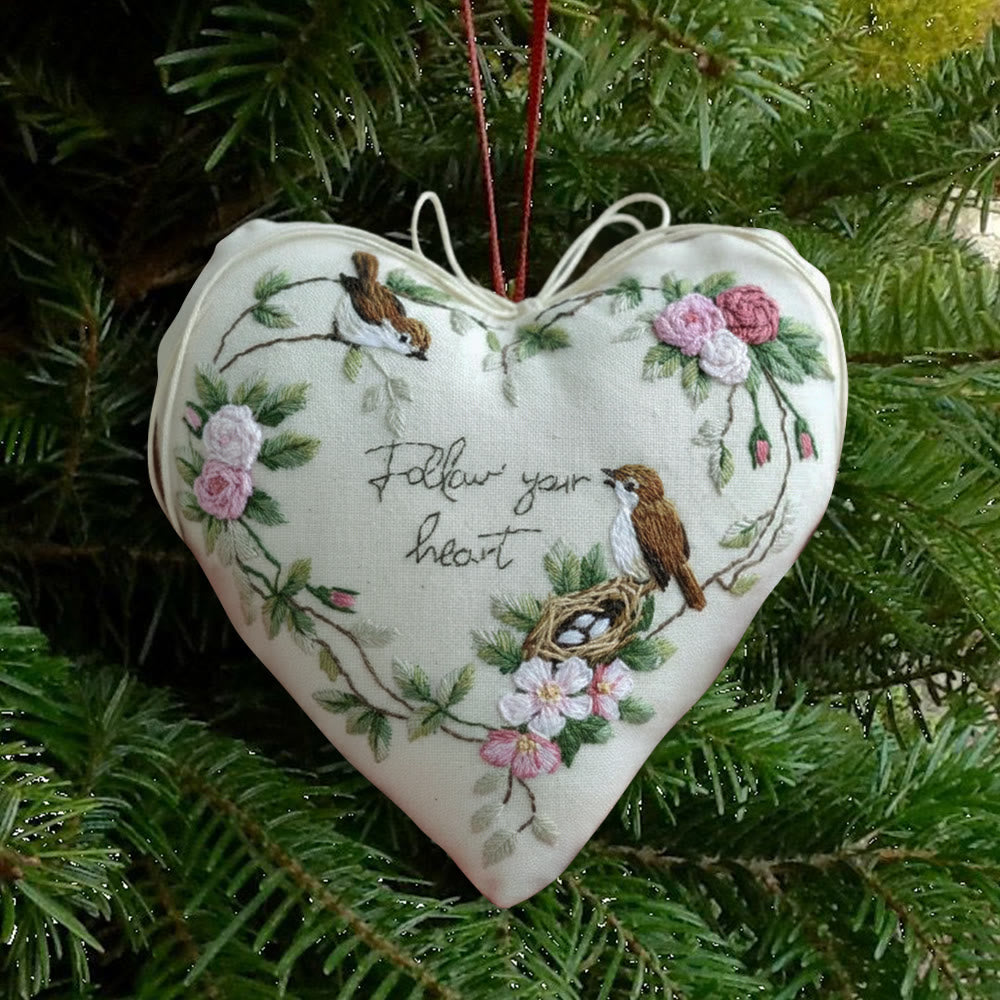 Rubbyoo Heart Embroidery Kit - Follow Your Heart | Handmade Heart Decor | Diy Craft For Friend  - 6 inches hoop kit - image 0