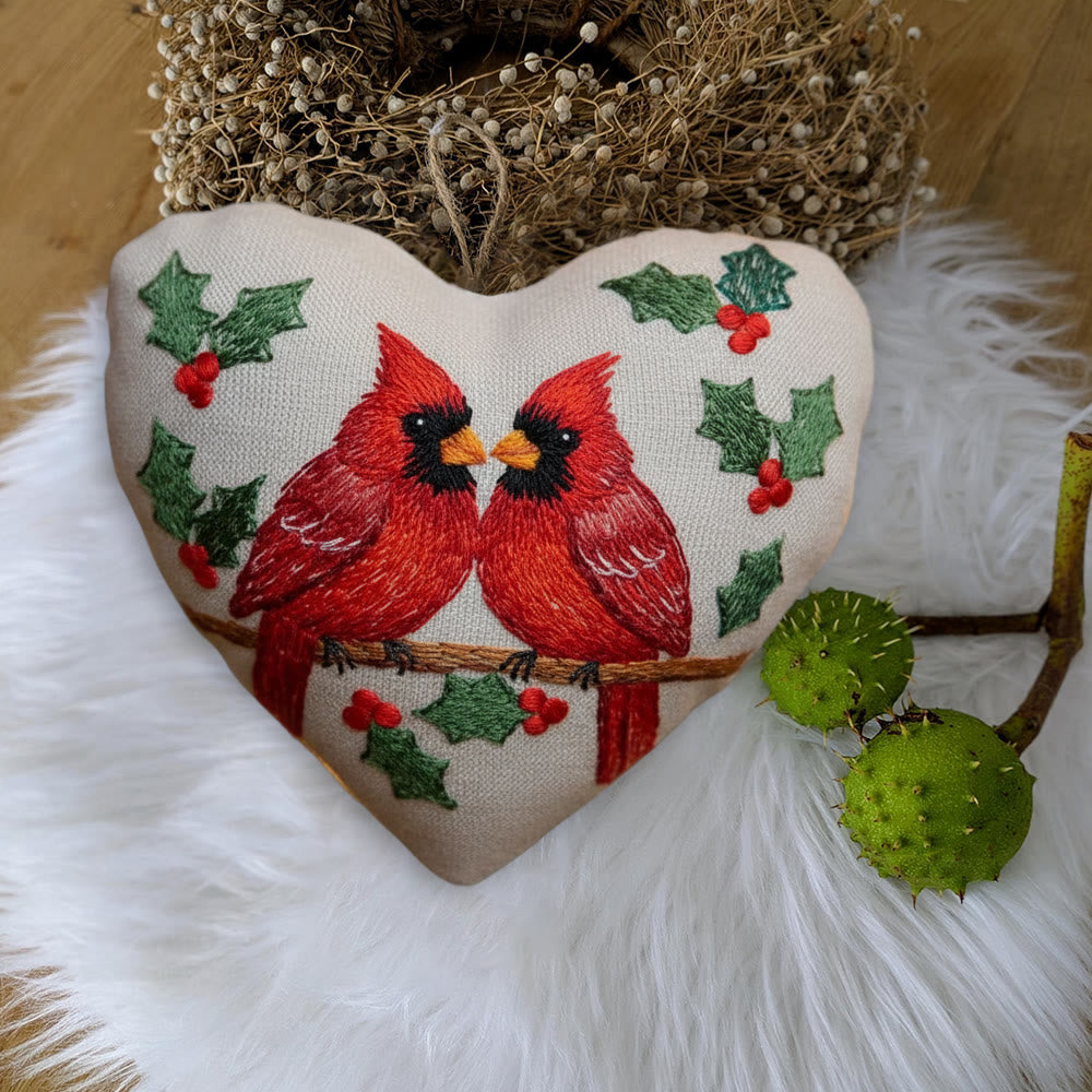 Rubbyoo Heart Embroidery Kit - Cardinals | Unique Holly Ornament | Christmas Bird Decoration - image 7