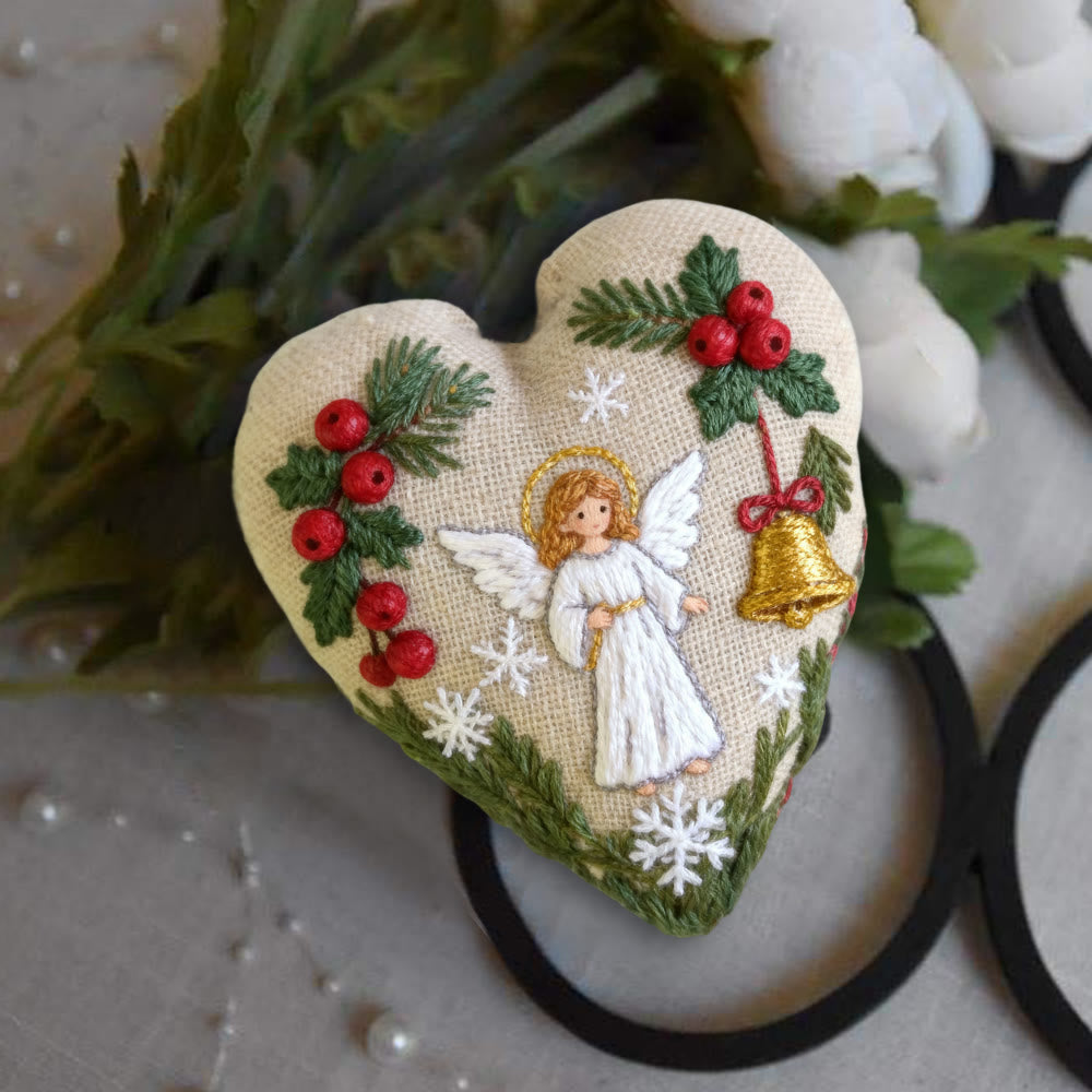 Rubbyoo Heart Embroidery Kit - Angel Blessing  |  Handmade Christmas Collection | Home Hanging Craft  - image 1
