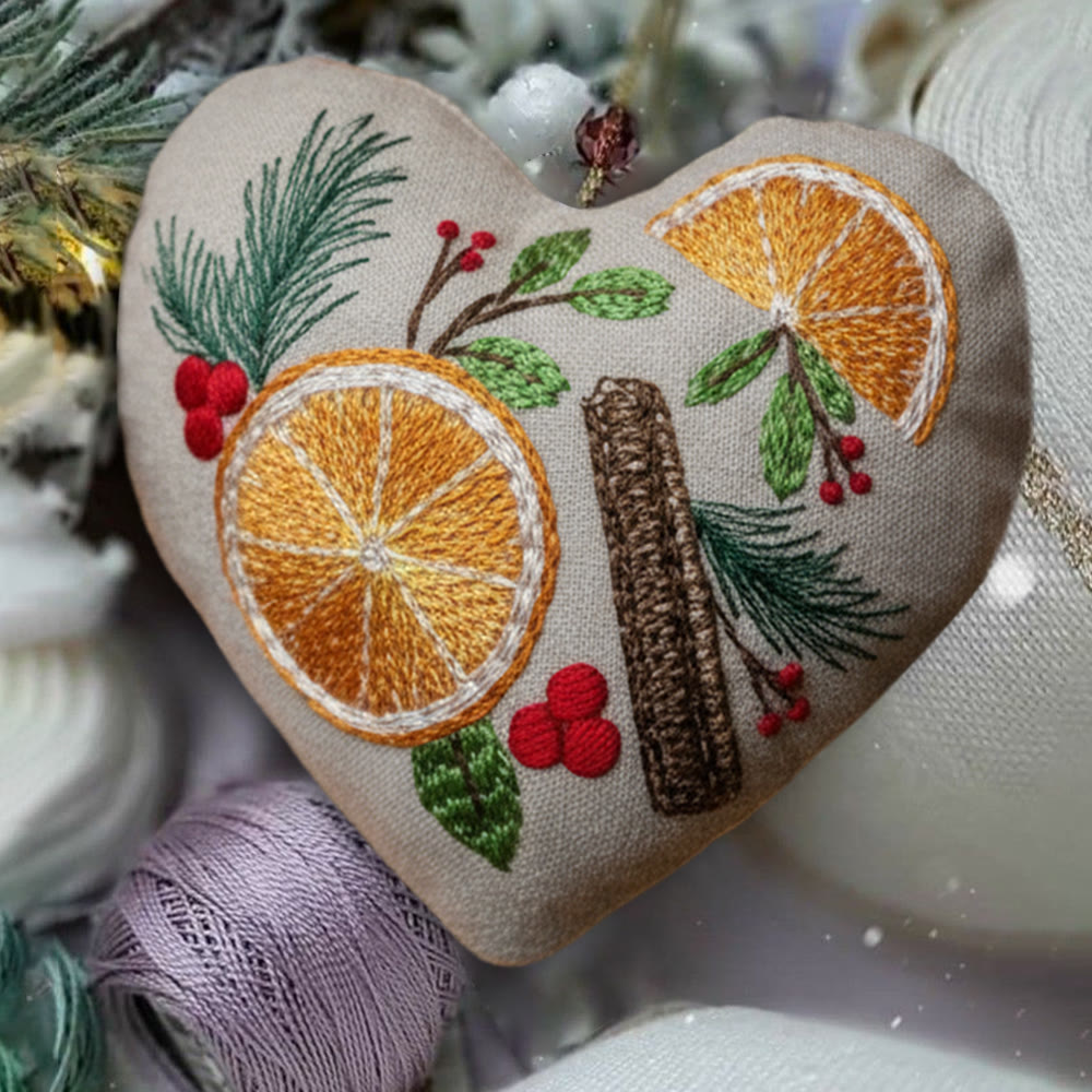 Rubbyoo Heart Embroidery Kit - Orange And Spices | Christmas Tree Ornament | Nice Gift For Friend  - image 3