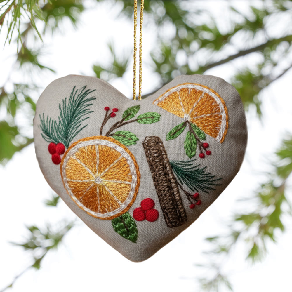 Rubbyoo Heart Embroidery Kit - Orange And Spices | Christmas Tree Ornament | Nice Gift For Friend  - image 2